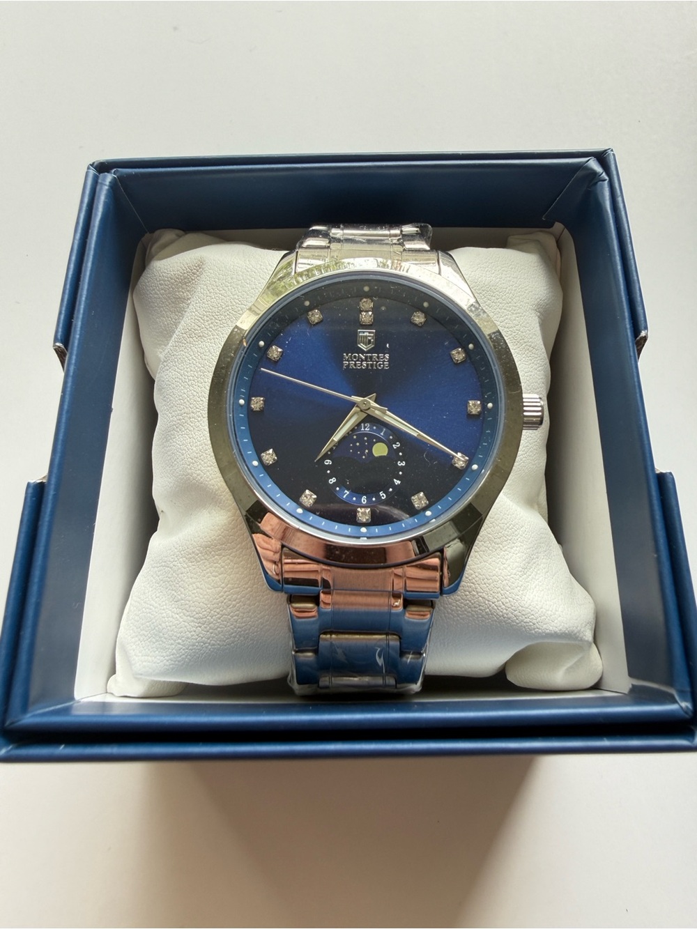 NEW Invicta x Montres Prestige MPW-0375 42mm Blue Dial Moonphase Silver Watch